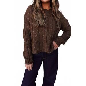 NEW MOD REF ribbed knit cardigan in brown